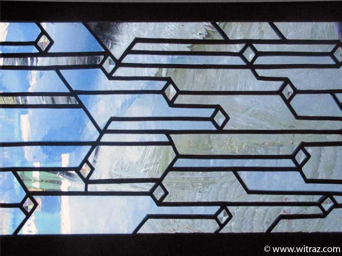 Stained glass inlayf of the kitchen cupboard doors