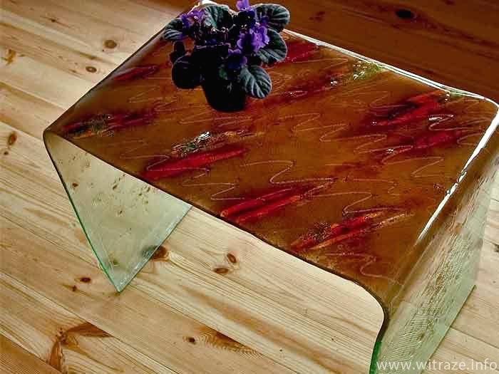 Bent art glass table