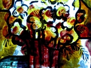 Floral motif stained glass