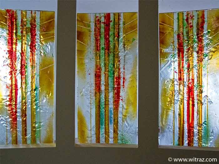 Pastel colour art glass panels in an apartment