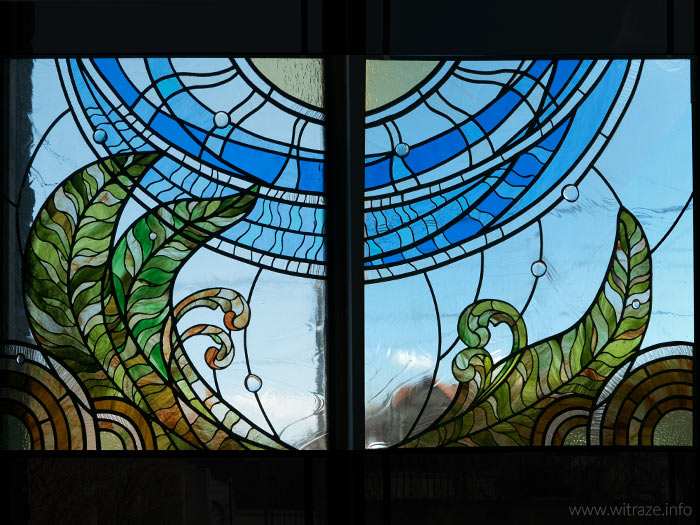 stained glass with fern motif leaded glass window