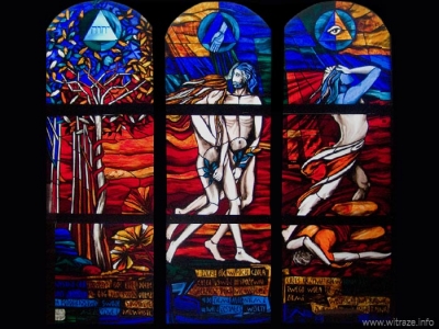 Stained glass windows in the Divine Mercy church in Otwock-Lugi